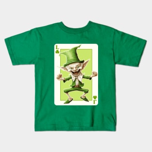 Evil Leprechaun Shamrock Card St Paddys Day Festival Kids T-Shirt